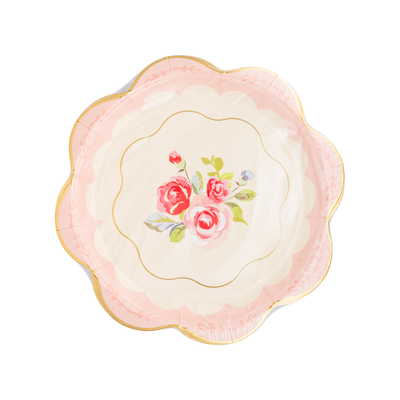 Tea Party Scalloped Round Paper Plate