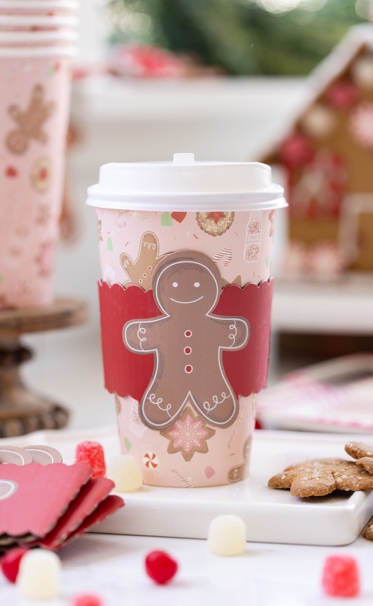Pink Gingerbread Man To-Go Cups 8 ct
