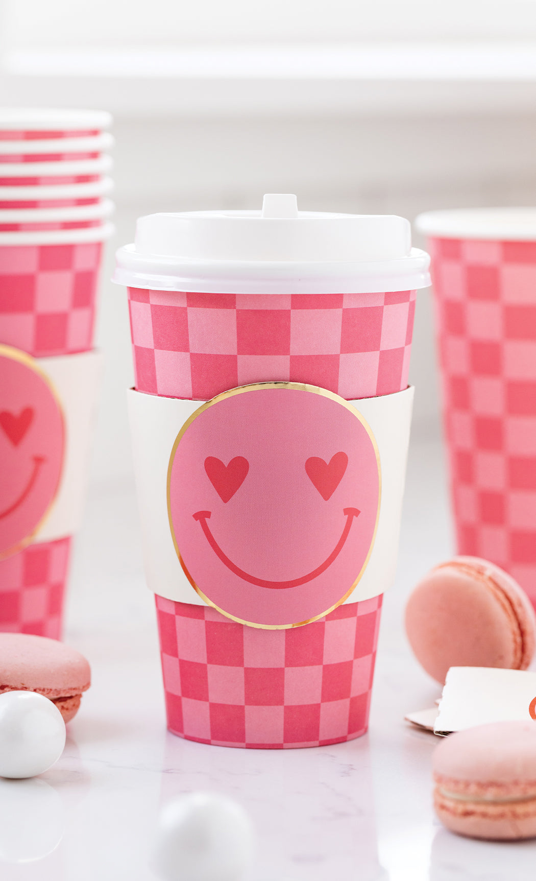 Checker Smiley Face To Go Cups