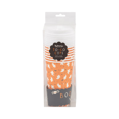 Ghosts on Orange To Go Cups