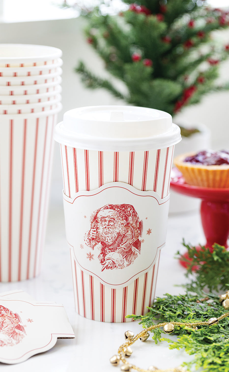 Vintage Santa Stripe To Go Cups