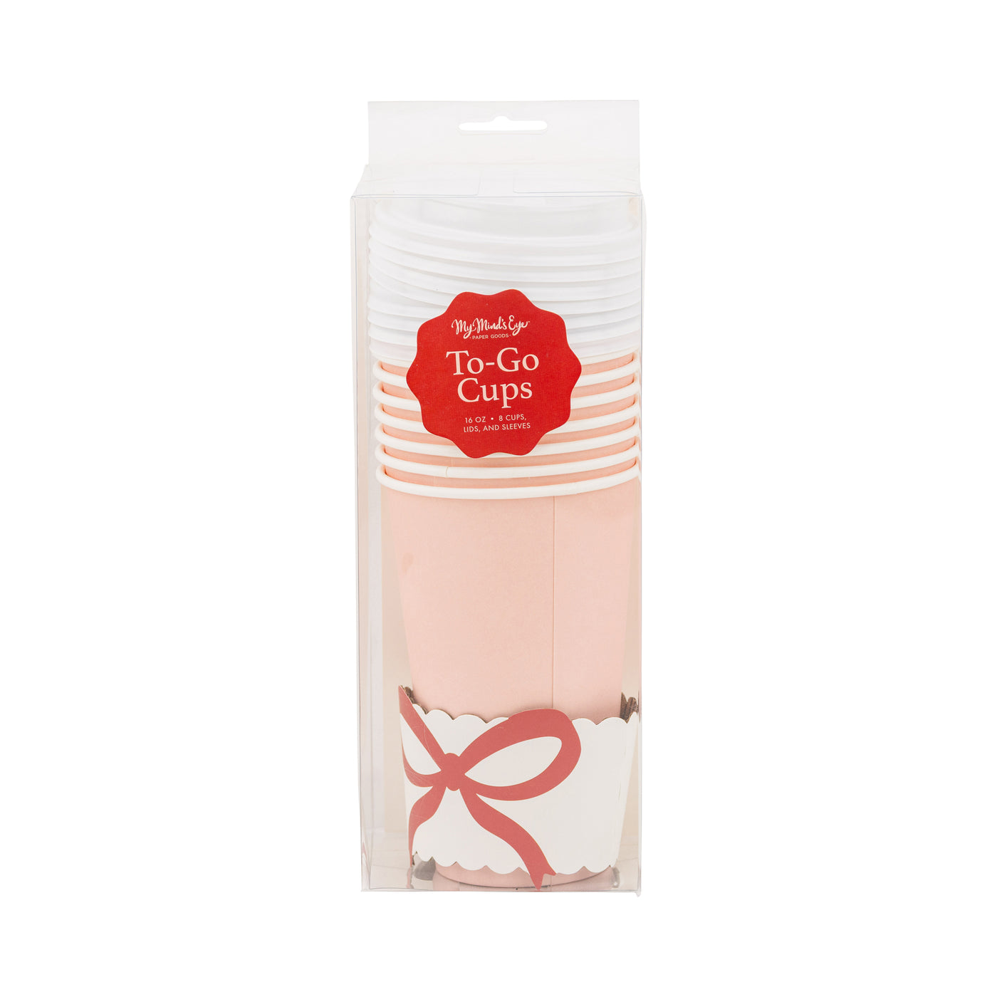 Red Bow on Pink To Go Cups