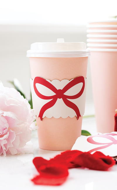 Red Bow on Pink To Go Cups