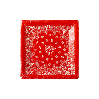 Red Bandana Paper Plate