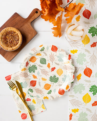 Scattered Leaves Paper Plates