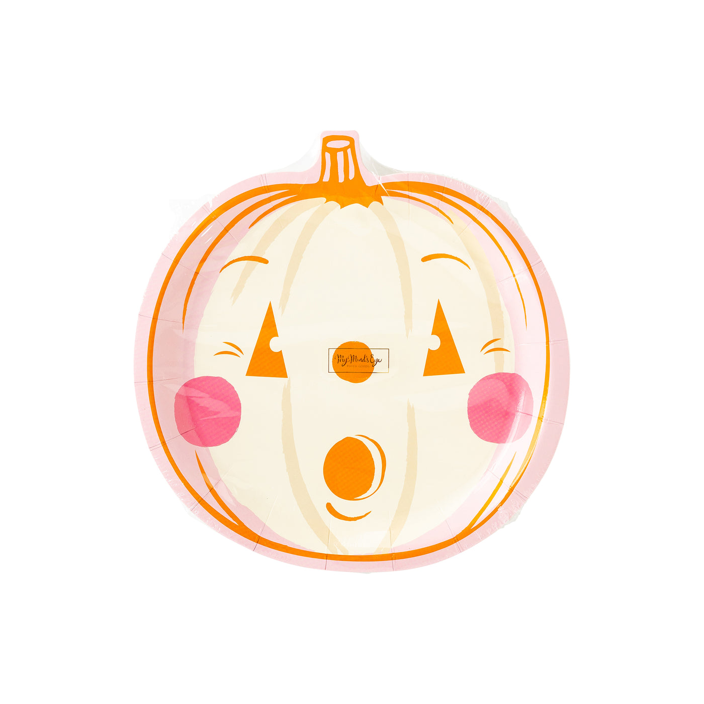 Pink and Orange Pumpkin Paper Plate