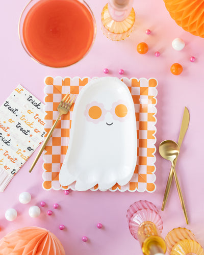 Hey Pumpkin Sunny Ghost Shaped Paper Plate