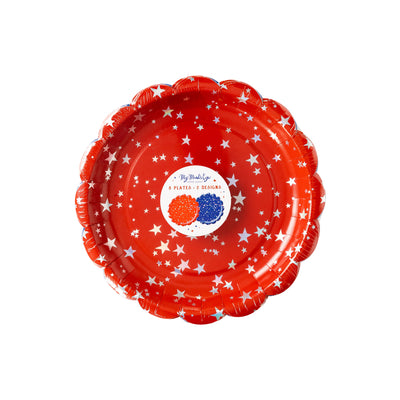 Red/Blue Sparklers Scallop Plate Set