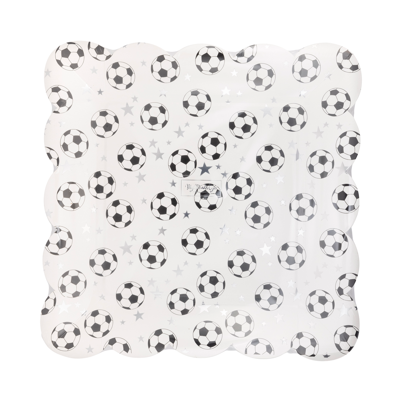 Scattered Soccer Ball Paper Plate