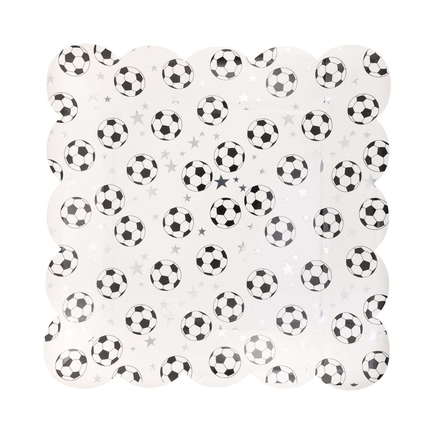 Scattered Soccer Ball Paper Plate