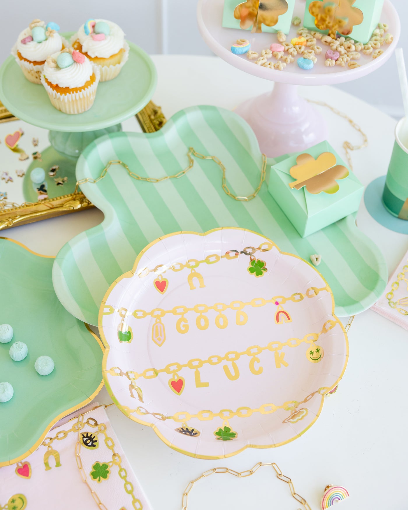 Shaped Striped Shamrock Paper Plate