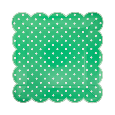 Polka Dot Scalloped Square Plate