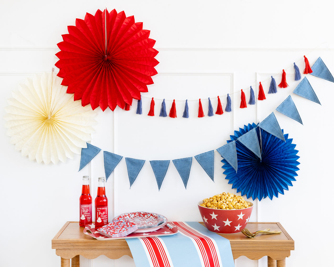 Red White and Blue Tissue Party Fans