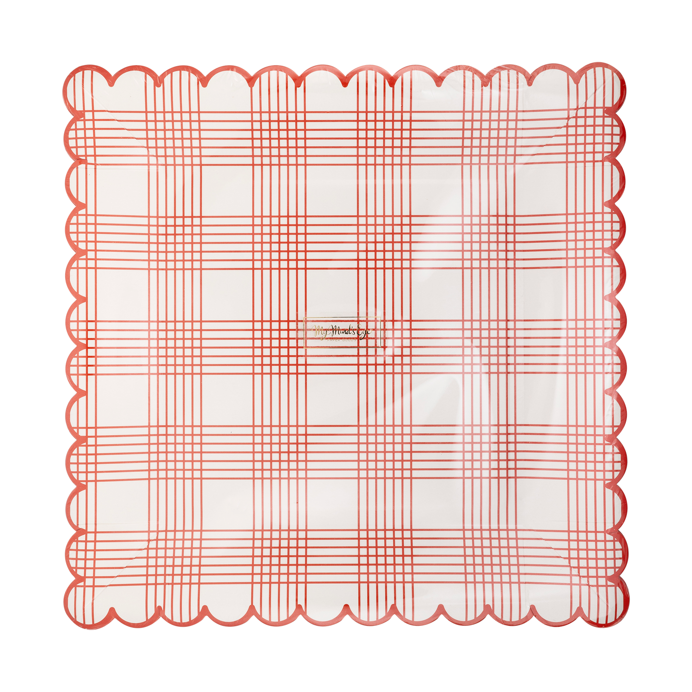 Red Stripe Checked Paper Plate