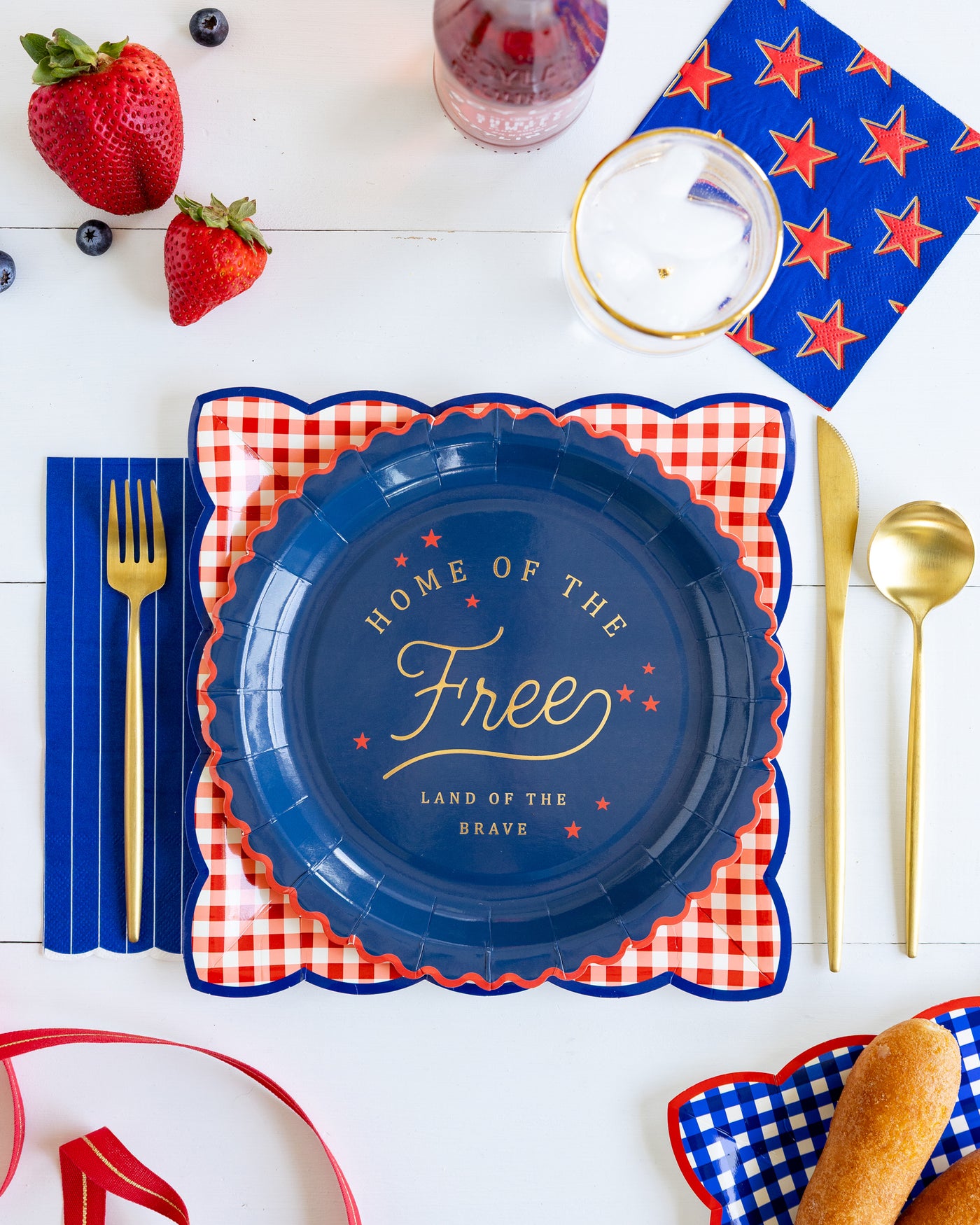 Red & Blue Gingham 9" Paper Plate Set