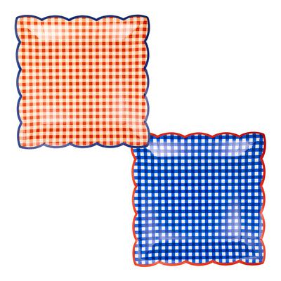 Red & Blue Gingham 9" Paper Plate Set
