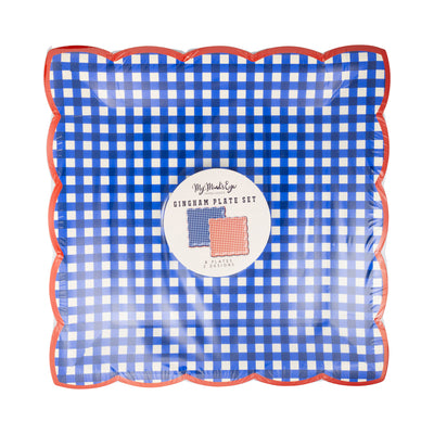 Red & Blue Gingham 9" Paper Plate Set