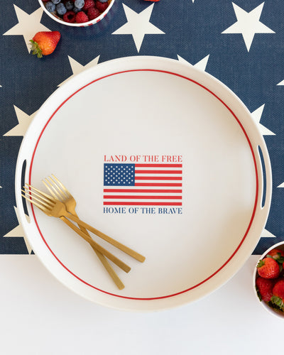 Land of the Brave Reusable Bamboo Round Serving Tray