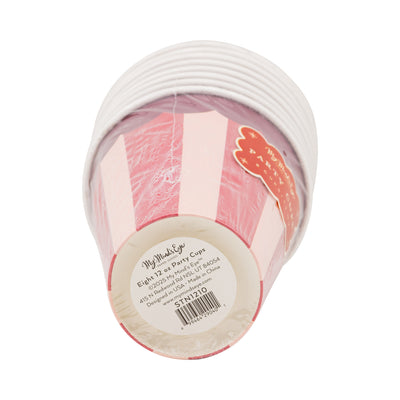 Pink & Red Striped Party Cup