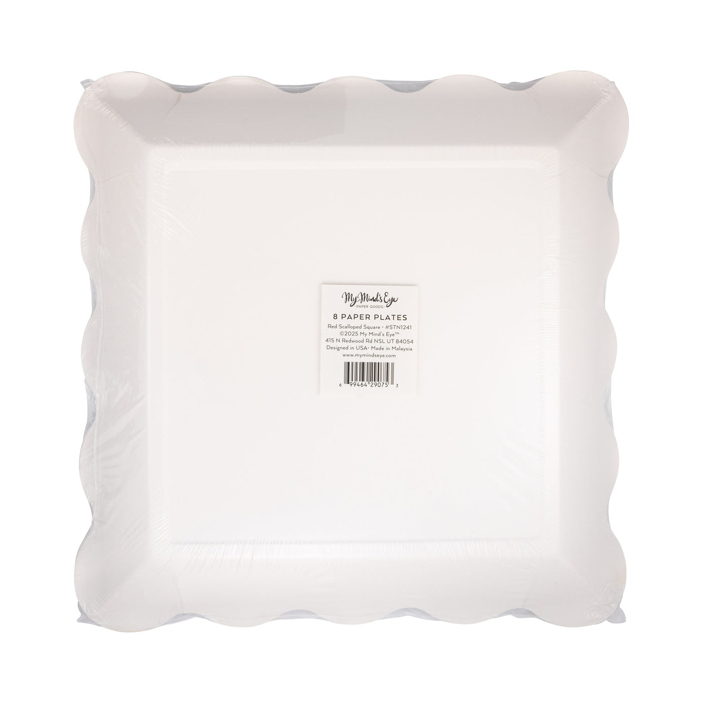 Red Scalloped Square Plate