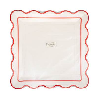 Cream Scalloped Square Plate