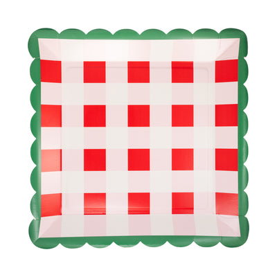 Plaid Scalloped Edge Plate