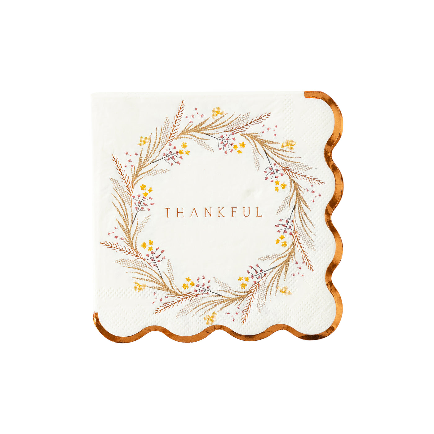 Thankful Wreath Paper Cocktail Napkin