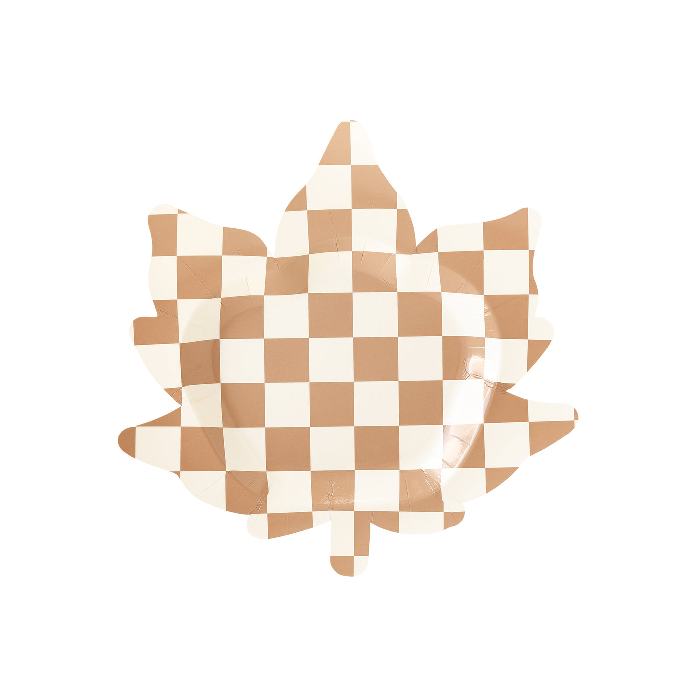 Checkered Maple Leaf Shaped Paper Plate