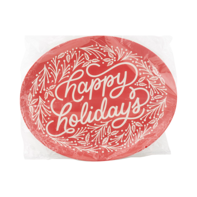 Happy Holidays Oval Bamboo Tray 12x15