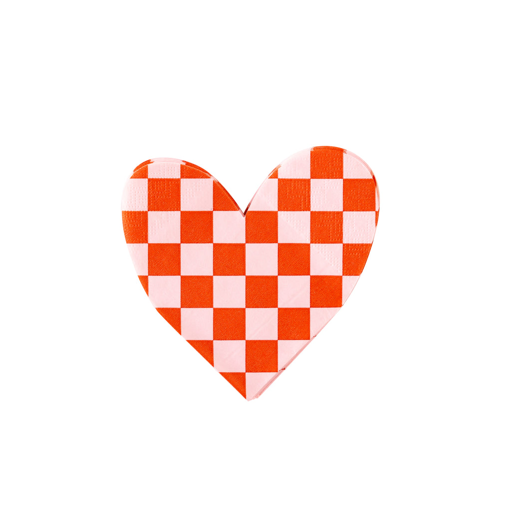 Checkered Heart Paper Napkin - Thumbnail 2
