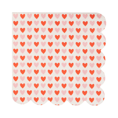 Hearts Scalloped Cocktail Napkin