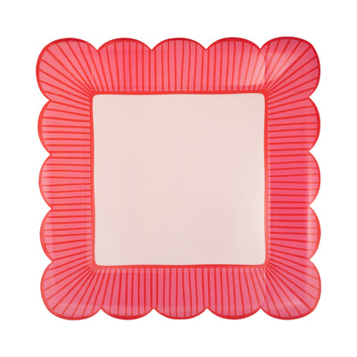 Striped Edge Scalloped Square Plate