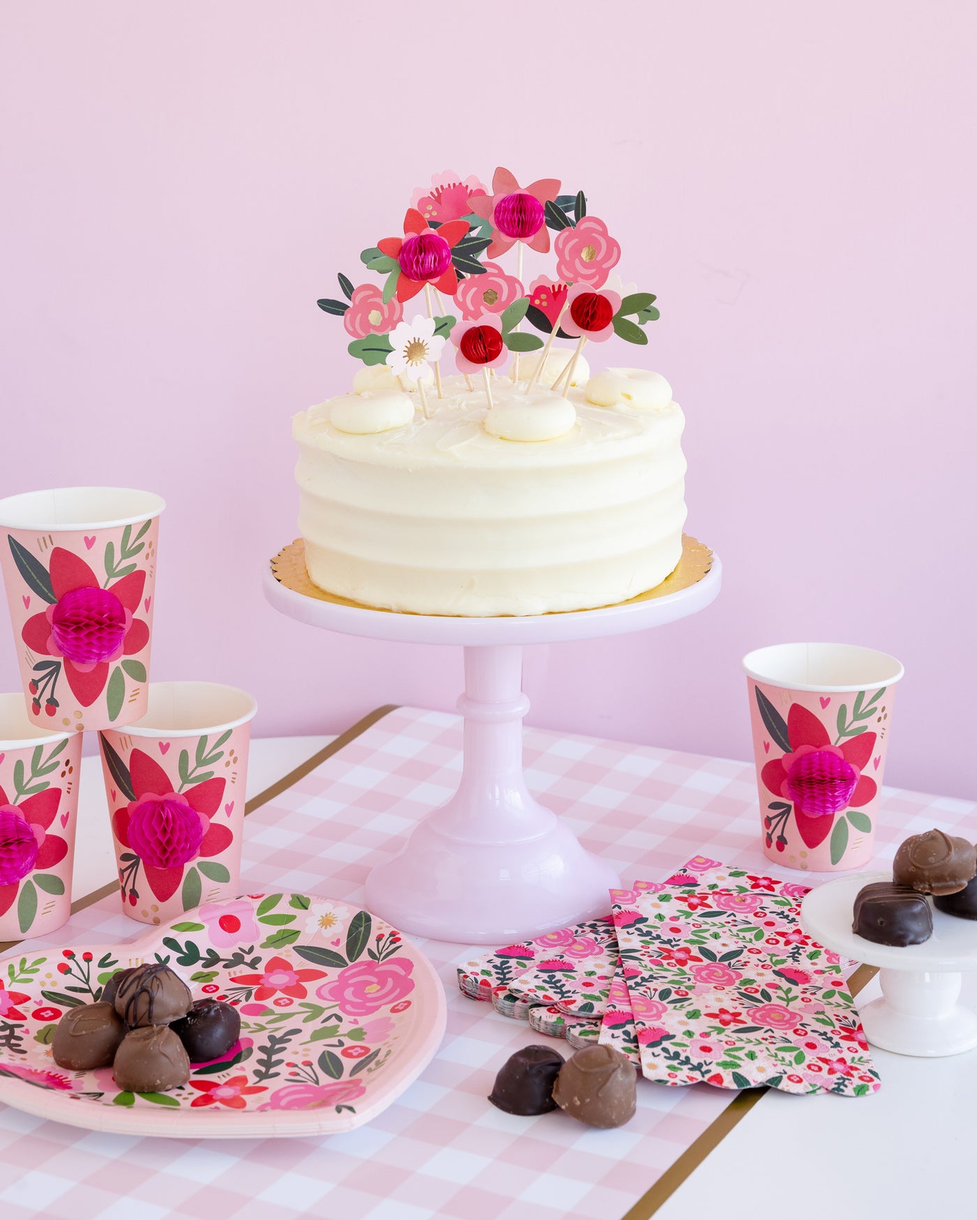 Floral Paper Cup with Honeycomb Center