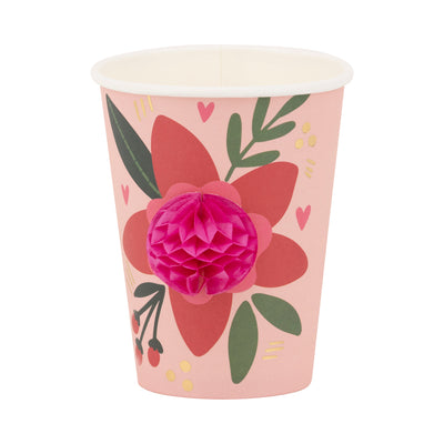 Floral Paper Cup with Honeycomb Center