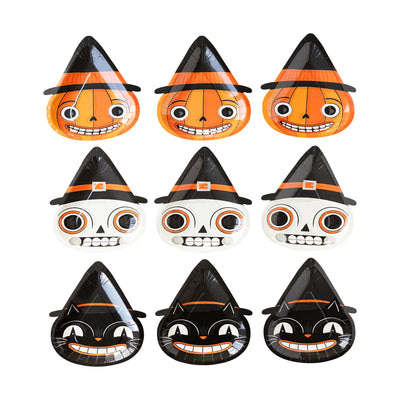 Vintage Halloween Character Paper Plate Set