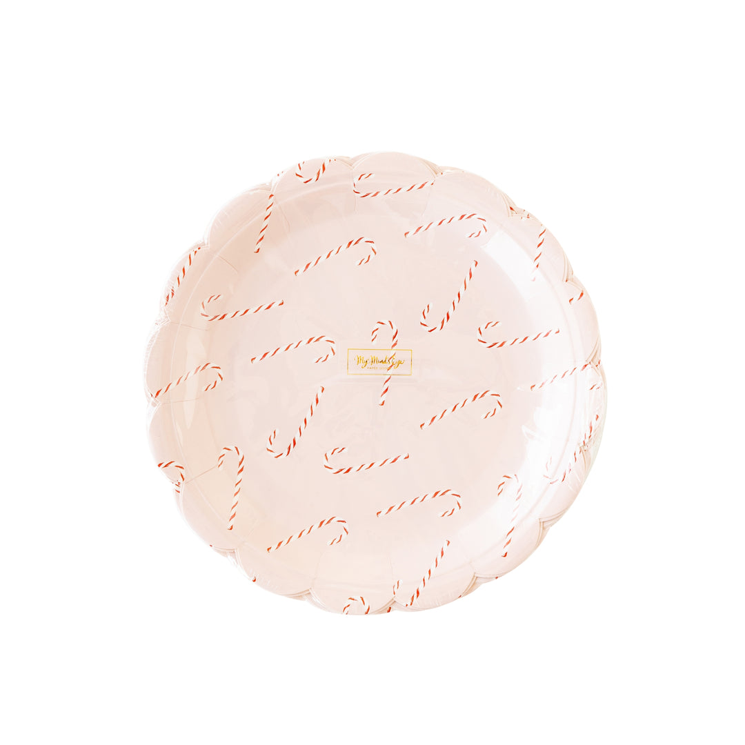 Whimsy Santa Scattered Candy Cane Paper Plate