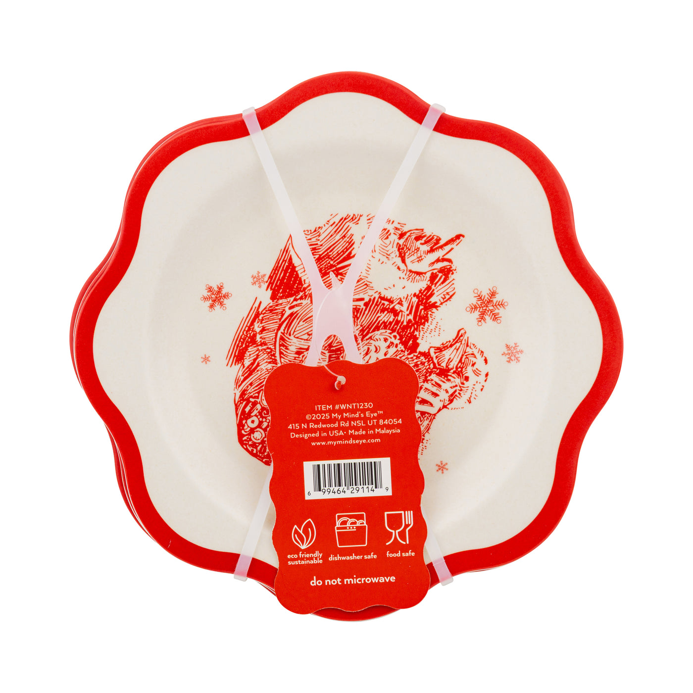 Red Vintage Art Bamboo Plate - Set of 3