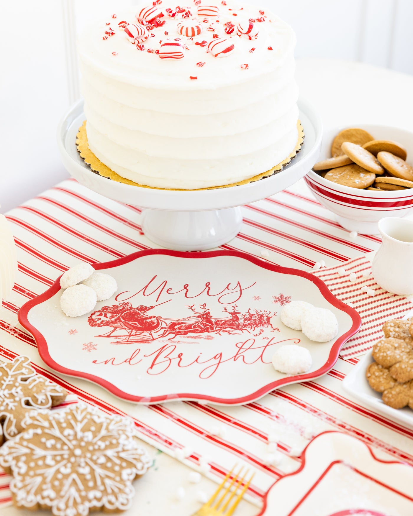 Red Vintage Merry Christmas Bamboo Tray