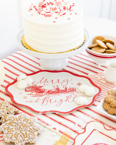 Red Vintage Merry Christmas Bamboo Tray