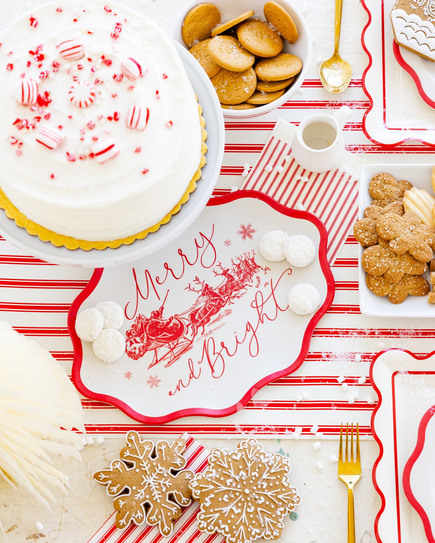Red Vintage Merry Christmas Bamboo Tray