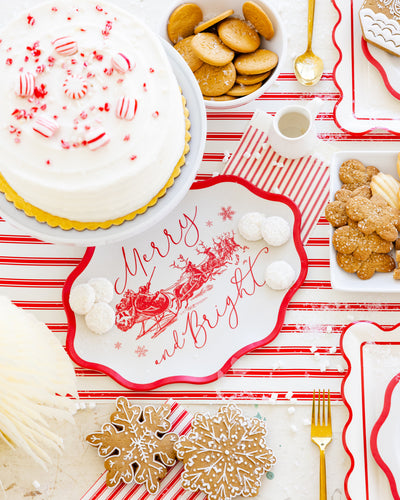 Red Vintage Merry Christmas Bamboo Tray