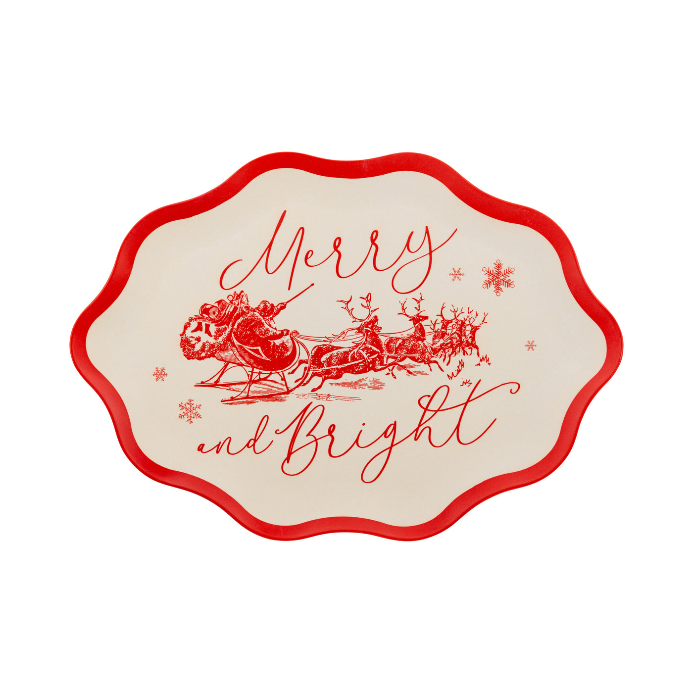 Red Vintage Merry Christmas Bamboo Tray