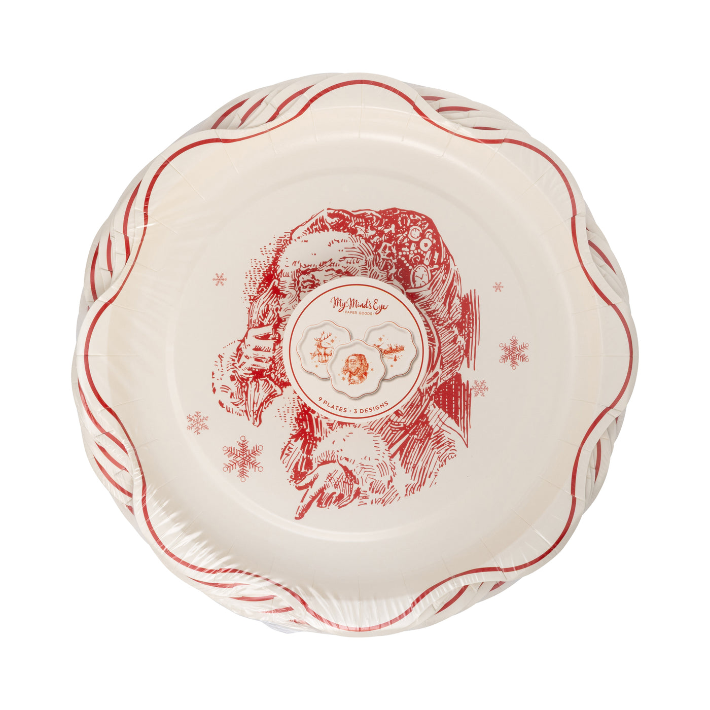 Red Vintage Line Art Plates