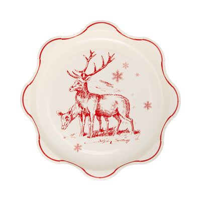 Red Vintage Line Art Plates