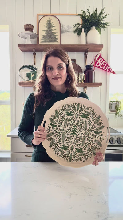 Woodland Christmas Bamboo Tray - Round