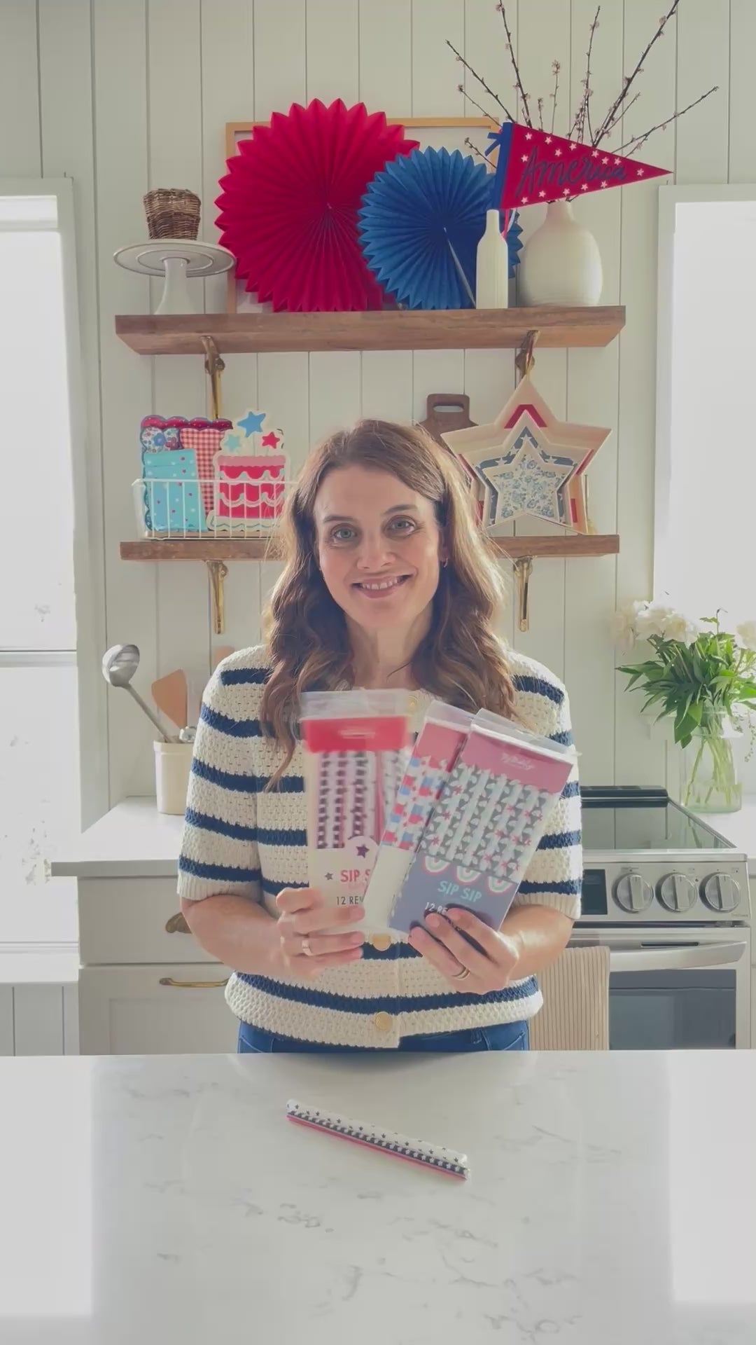 Patriotic Stars Reusable Straws (12 ct)