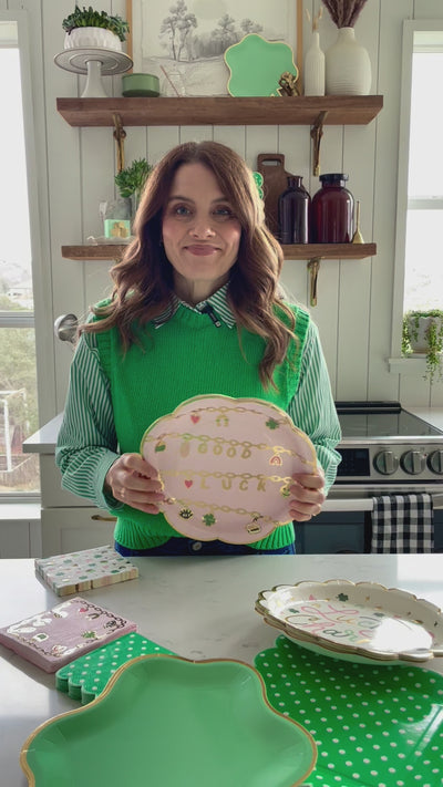 Polka Dot Scalloped Square Plate