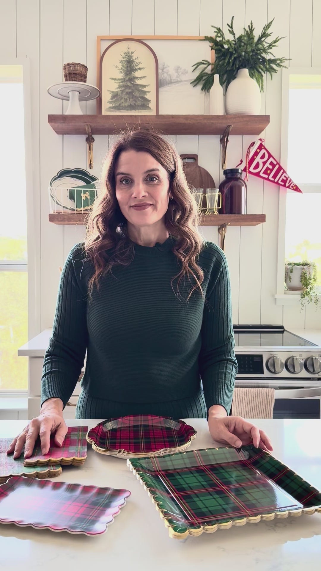 Green Christmas Plaid Dinner Napkin