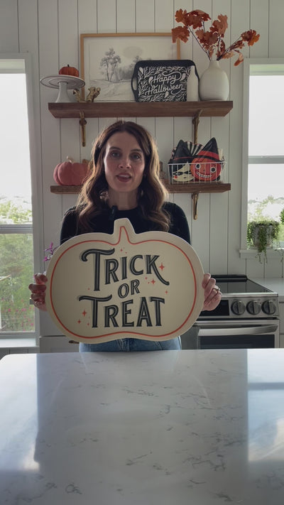 Trick or Treat Pumpkin Shaped Bamboo Tray