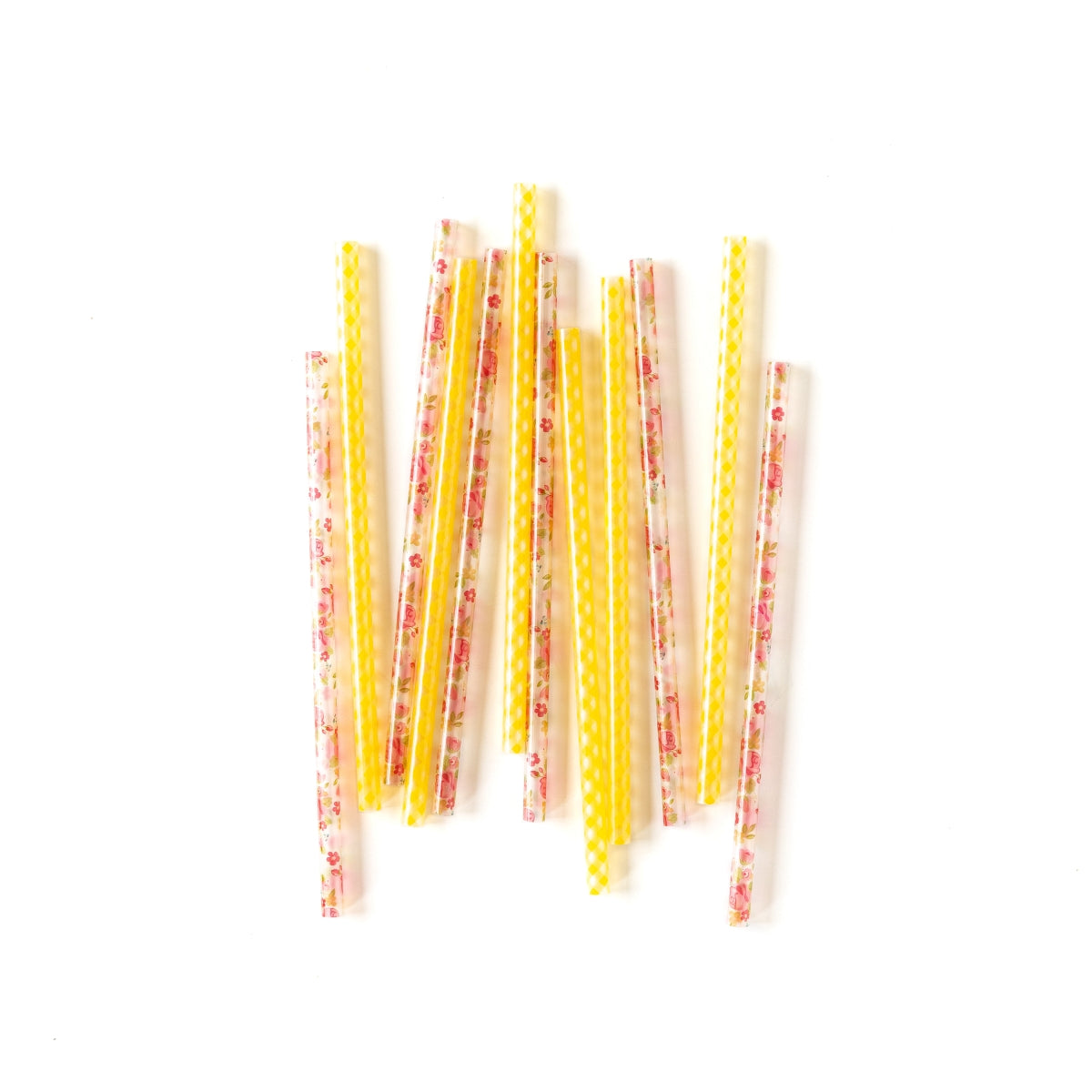 Bright Gingham Floral Reusable Straws - My Mind's Eye Paper Goods